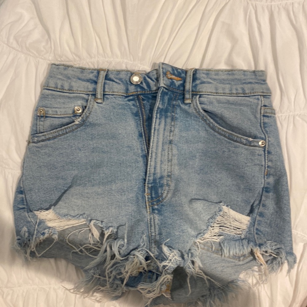 Zara blue high waisted jean shorts size 0